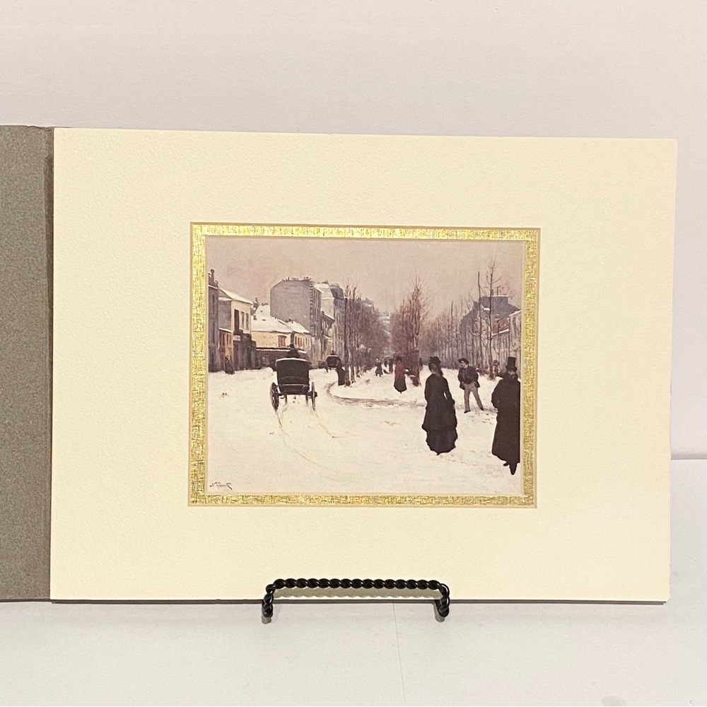 Norbert Goeneutte Boulevard de Clichy Under Snow Vintage Double Matted Art Print